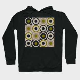 Retro Square and Circle Tile Olive Black and Cream Hoodie